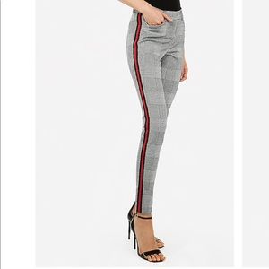 Express skinny plaid side stripe work pant
